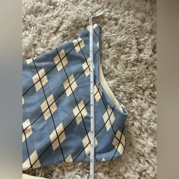 Beach Riot Blue and White Carlie One Piece Swimsuit Cut-Out Design & Belt large - Picture 5 of 13